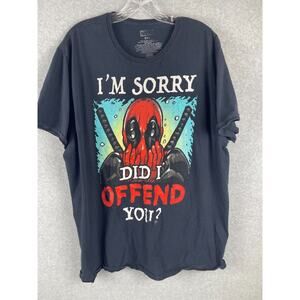 DeadPool T Shirt Men's Size 2XL Black Sorry Did I‎ Offend You Novelty Tee STAIN